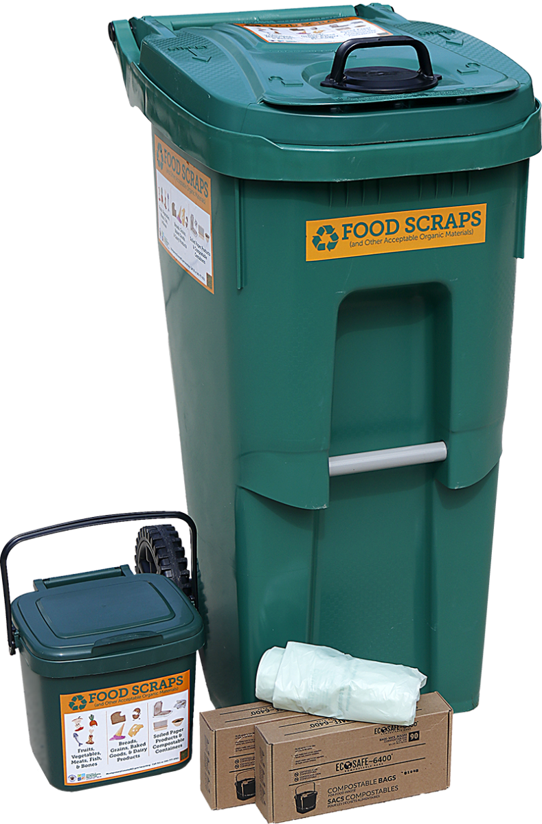 Food Scraps Recycling Comes Home Montgomery Community Media   Food Scraps Pilot Program Kit Items Transparent 