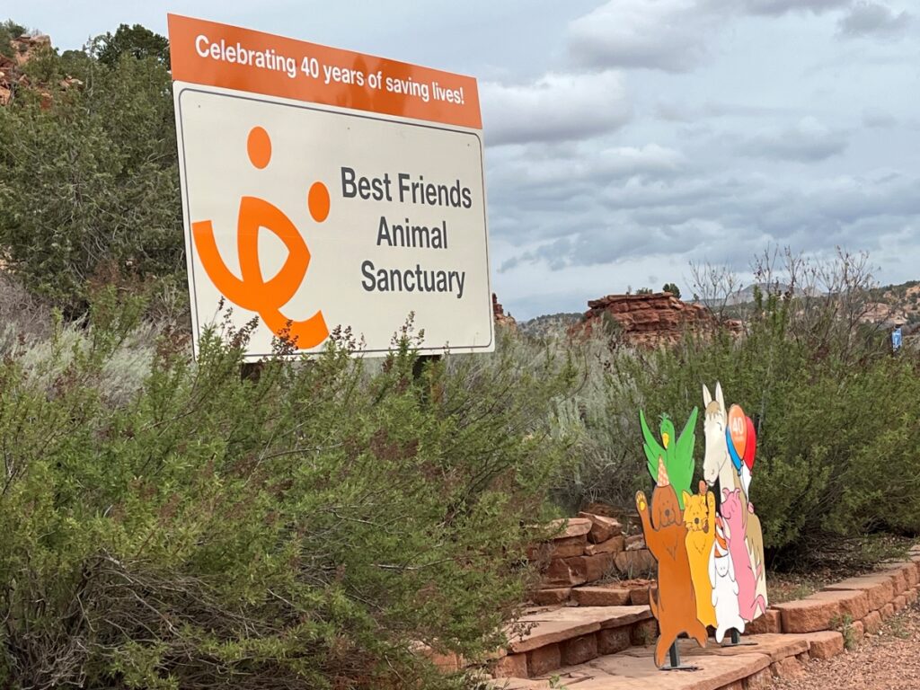 sign at entrance to Best Friends Animal Sanctuary in Utah