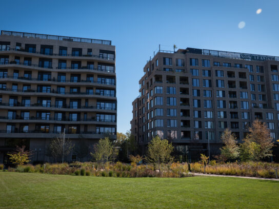 Picture of the Ravel and Royale apartment buildings.