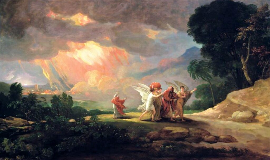 photo of artwork "lot Fleeing from Sodom" by Benjamin West