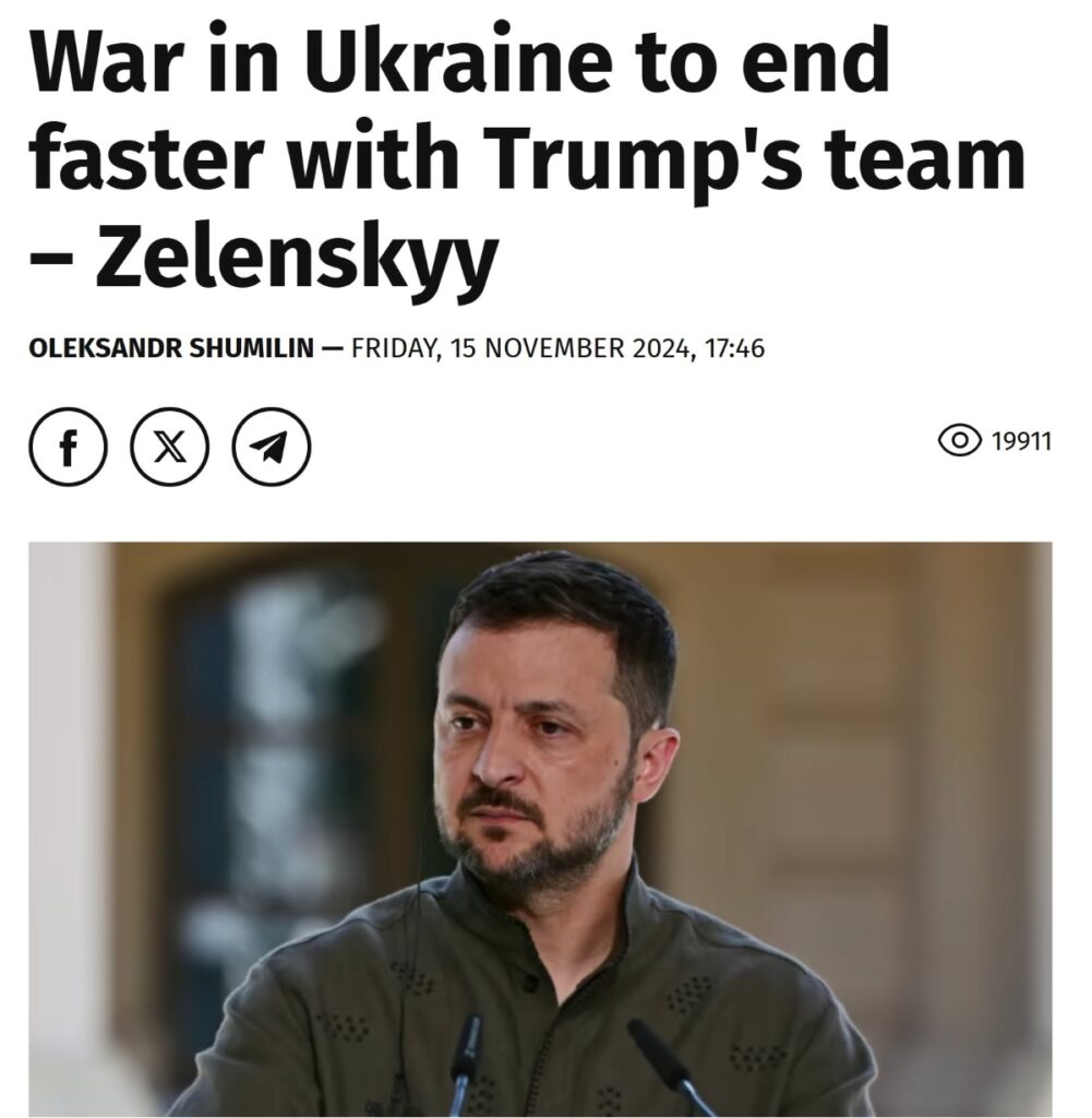 President Zelenskyy announces war will end sooner with Donald Trump as US Presideint